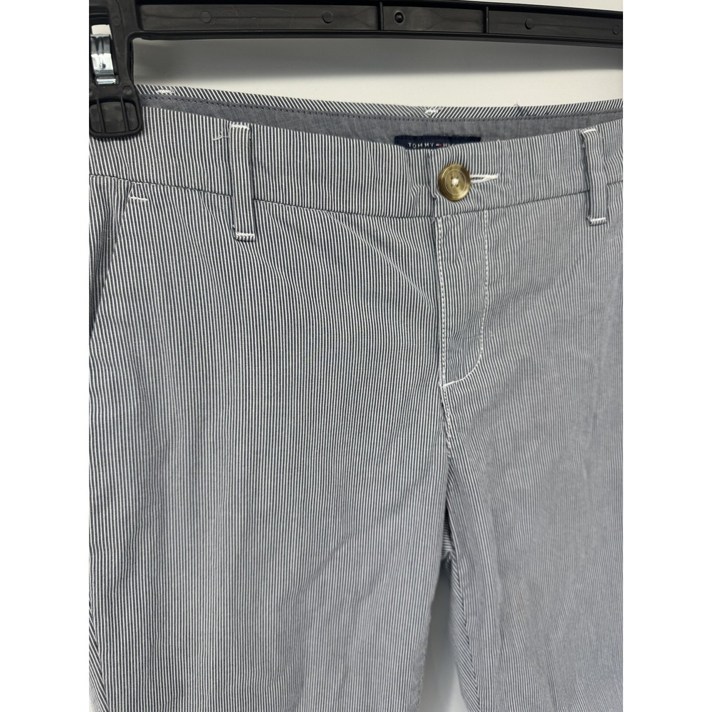 Tommy Hilfiger Chino Pants Womens 2 Blue White Stripe Straight Stretch Twill - Picture 2 of 10